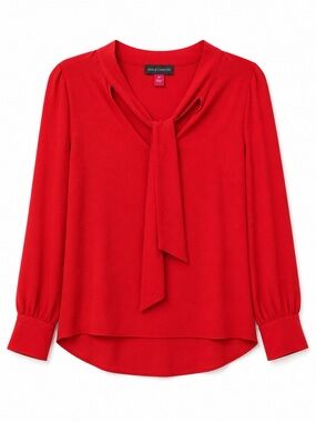 Vince Camuto Bright Red Tie-Neck Blouse